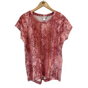 Christopher and Banks Top Size Small Floral Crewneck Short Sleeve Red Boho NEW